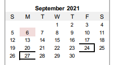 District School Academic Calendar for Panhandle Junior High for September 2021