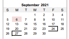 District School Academic Calendar for C H A M P S for September 2021