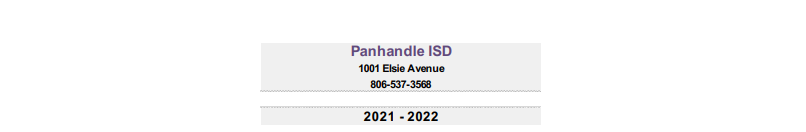 District School Academic Calendar for Panhandle Junior High