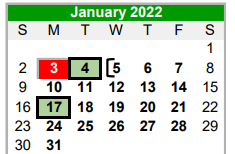 District School Academic Calendar for Paradise Elementary for January 2022