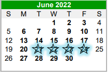 District School Academic Calendar for Paradise Middle for June 2022