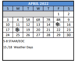 District School Academic Calendar for Paris Alternative School For Succe for April 2022