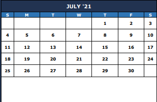 District School Academic Calendar for Thompson Intermediate for July 2021