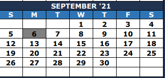 District School Academic Calendar for Richey Elementary for September 2021