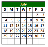 District School Academic Calendar for Atascosa Juvenile Detention Ctr for July 2021