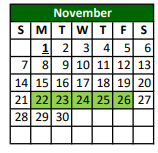 District School Academic Calendar for Pearsall High School for November 2021