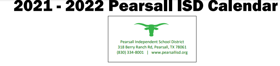 District School Academic Calendar for Pearsall Junior High