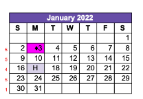 District School Academic Calendar for Austin Elementary for January 2022