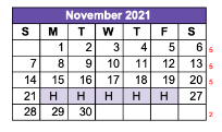 District School Academic Calendar for Austin Elementary for November 2021