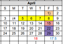District School Academic Calendar for Perryton Kinder for April 2022