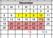District School Academic Calendar for Perryton Kinder for December 2021