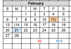 District School Academic Calendar for James L Wright El for February 2022