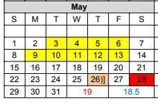 District School Academic Calendar for Perryton Kinder for May 2022