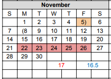 District School Academic Calendar for Perryton Junior High for November 2021