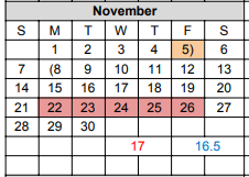 District School Academic Calendar for Edwin F Williams Intermediate Scho for November 2021