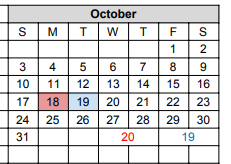 District School Academic Calendar for James L Wright El for October 2021