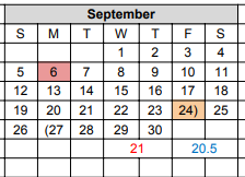 District School Academic Calendar for James L Wright El for September 2021