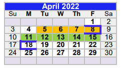 District School Academic Calendar for Pewitt Junior High for April 2022