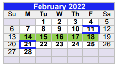 District School Academic Calendar for Pewitt Junior High for February 2022