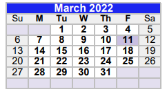 District School Academic Calendar for Pewitt Junior High for March 2022