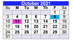 District School Academic Calendar for Pewitt High School for October 2021