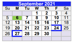 District School Academic Calendar for Pewitt High School for September 2021