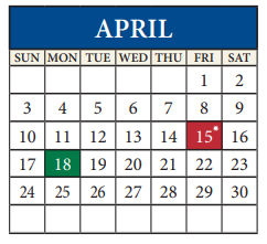 District School Academic Calendar for Dessau Elementary for April 2022