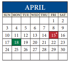 District School Academic Calendar for Pflugerville Middle for April 2022