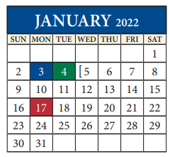 District School Academic Calendar for River Oaks Elementary for January 2022