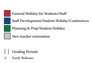 District School Academic Calendar Legend for Pflugerville Elementary School