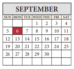 District School Academic Calendar for Dessau Middle School for September 2021