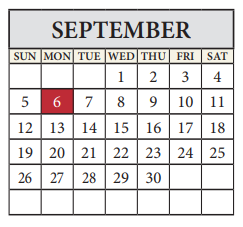District School Academic Calendar for Pflugerville Elementary School for September 2021