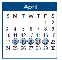 District School Academic Calendar for B J Skelton Career Ctr for April 2022