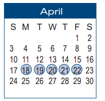 District School Academic Calendar for Hagood El for April 2022