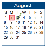 District School Academic Calendar for Six Mile El for August 2021