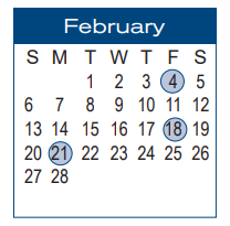 District School Academic Calendar for Six Mile El for February 2022
