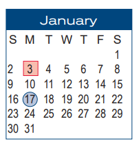 District School Academic Calendar for B J Skelton Career Ctr for January 2022