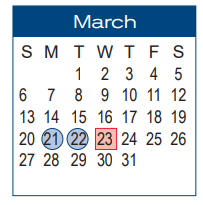 District School Academic Calendar for B J Skelton Career Ctr for March 2022