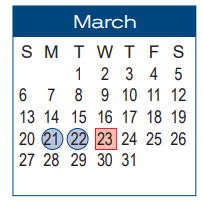 District School Academic Calendar for Hagood El for March 2022