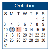 District School Academic Calendar for B J Skelton Career Ctr for October 2021