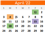 District School Academic Calendar for Pilot Point Selz Middle for April 2022