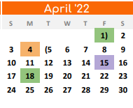 District School Academic Calendar for Denton Co J J A E P for April 2022