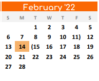 District School Academic Calendar for Denton Co J J A E P for February 2022