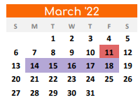 District School Academic Calendar for Pilot Point Selz Middle for March 2022