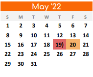 District School Academic Calendar for Pilot Point Elementary for May 2022