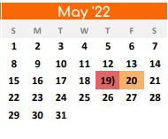 District School Academic Calendar for Denton Co J J A E P for May 2022