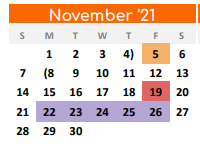 District School Academic Calendar for Pilot Point High School for November 2021