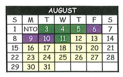 District School Academic Calendar for Pittsburg Primary for August 2021