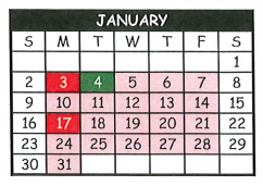 District School Academic Calendar for Pittsburg Middle for January 2022