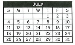 District School Academic Calendar for Pittsburg Primary for July 2021